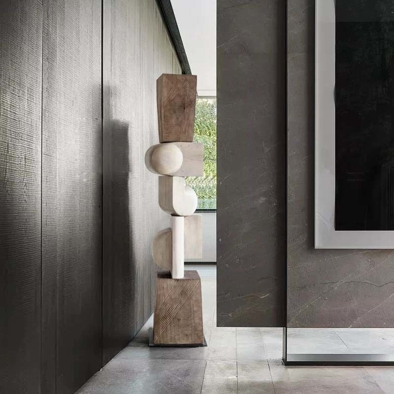 Geometric Wood Floor Sculpture Showroom 160cm Abstract Sculpture Home Decor