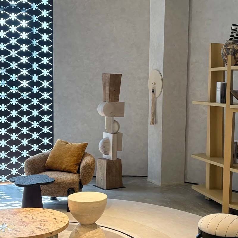 Geometric Wood Floor Sculpture Showroom 160cm Abstract Sculpture Home Decor
