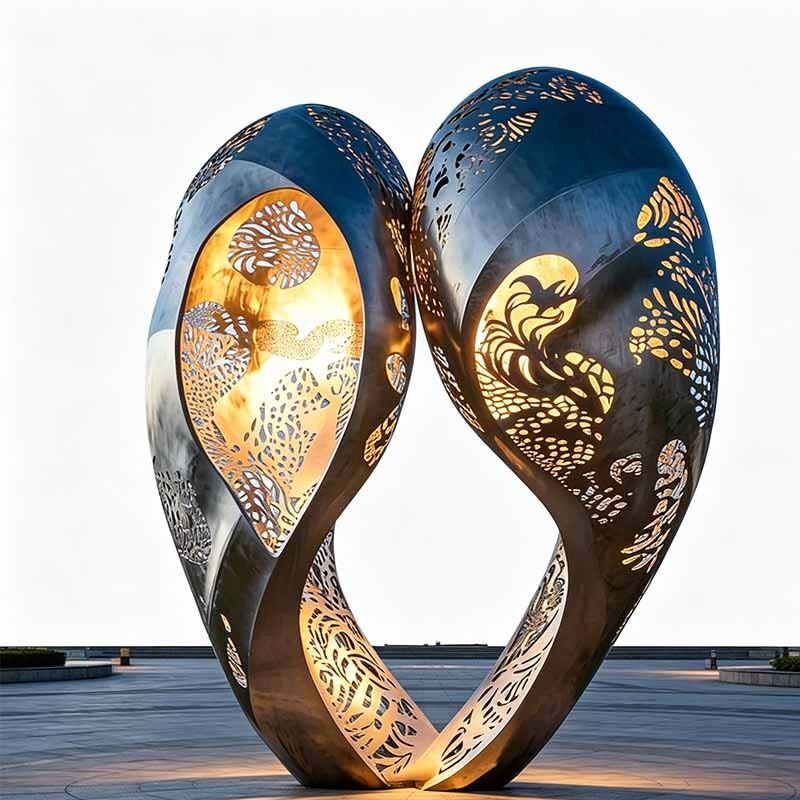 Custom Stainless Steel Hollow Sculpture – Outdoor Public Art for Coastal & Urban Landmarks