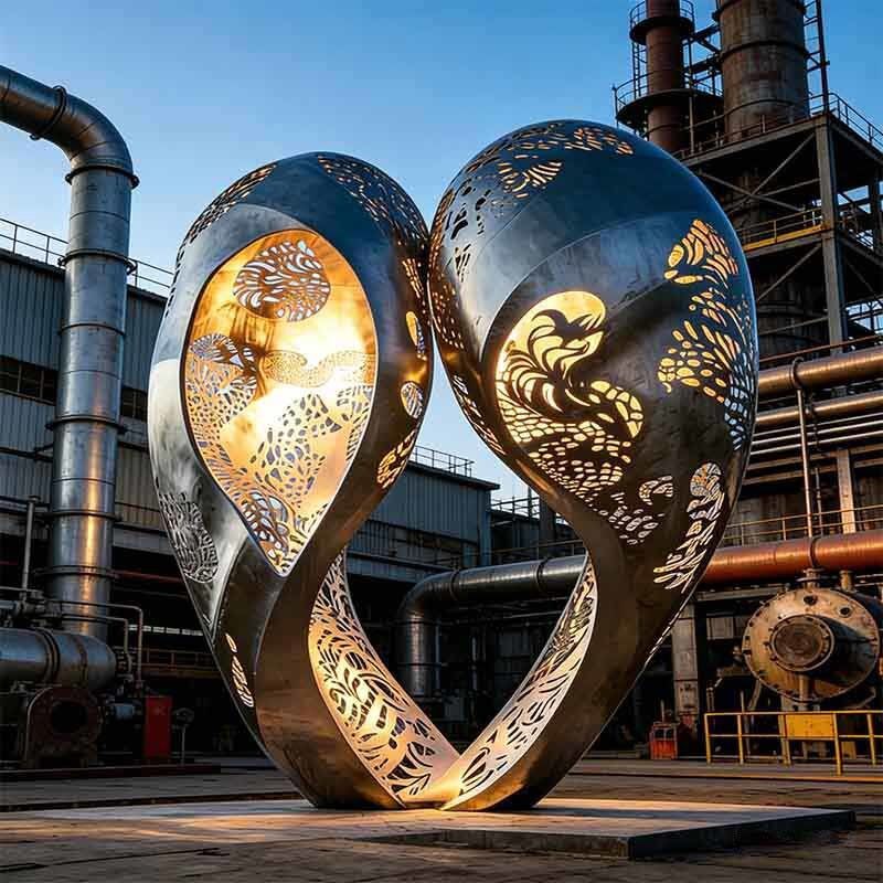 Custom Stainless Steel Hollow Sculpture – Outdoor Public Art for Coastal & Urban Landmarks