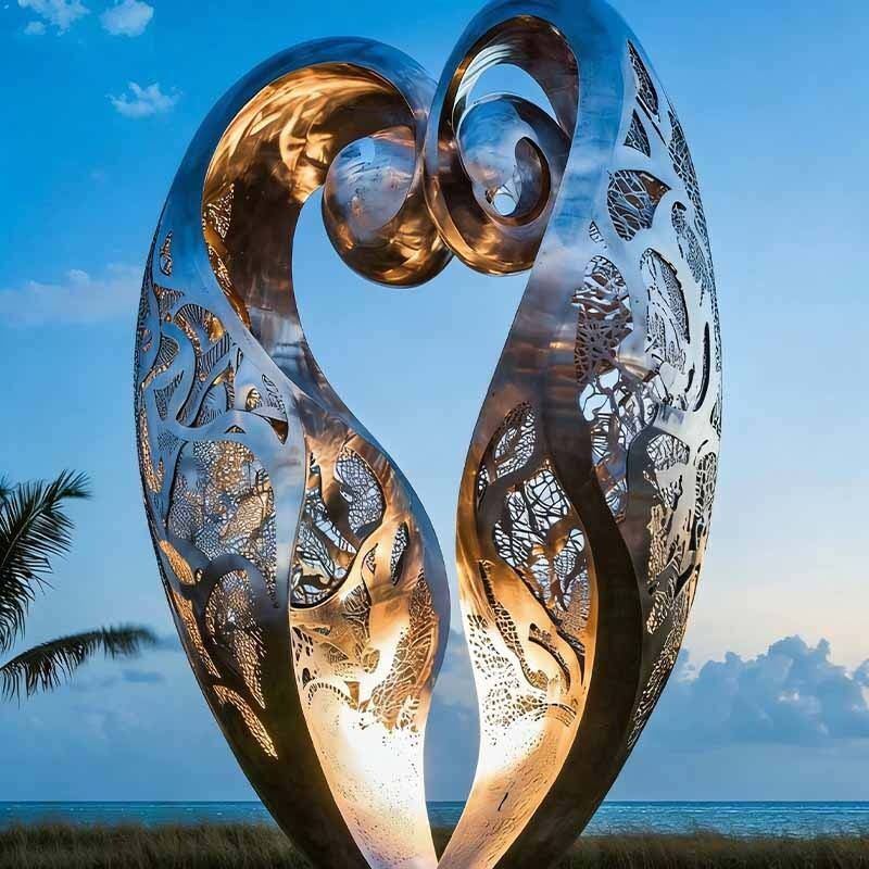 Custom Stainless Steel Hollow Sculpture – Outdoor Public Art for Coastal & Urban Landmarks