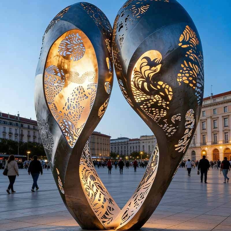 Custom Stainless Steel Hollow Sculpture – Outdoor Public Art for Coastal & Urban Landmarks