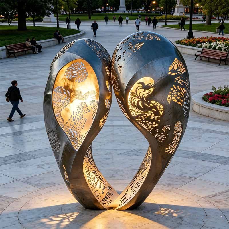 Custom Stainless Steel Hollow Sculpture – Outdoor Public Art for Coastal & Urban Landmarks
