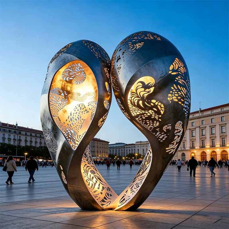 Custom Stainless Steel Hollow Sculpture – Outdoor Public Art for Coastal & Urban Landmarks