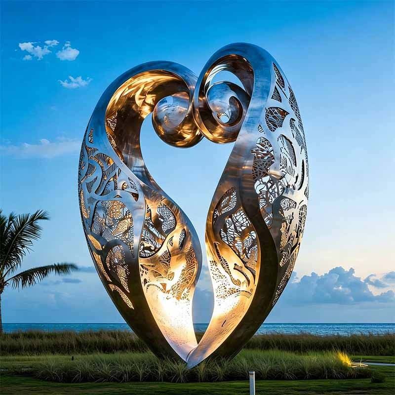 Custom Stainless Steel Hollow Sculpture – Outdoor Public Art for Coastal & Urban Landmarks