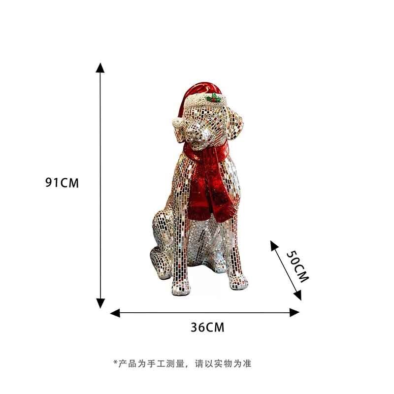 Christmas Mosaic Art Dog Sculpture Decorative Resin For Home Holiday Display