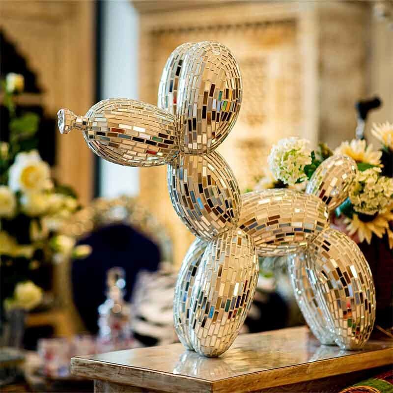 Hand cut Handmade statue Mirror Mosaic Balloon Dog Sculpture Decor