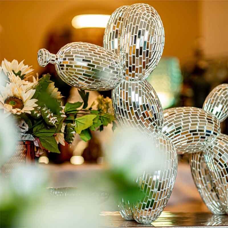 Hand cut Handmade statue Mirror Mosaic Balloon Dog Sculpture Decor