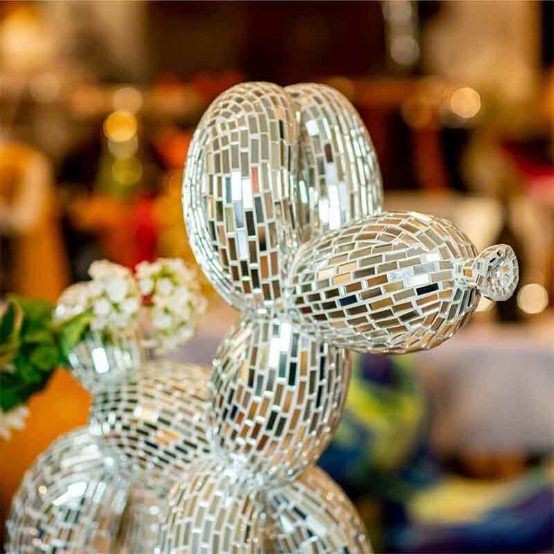 Hand cut Handmade statue Mirror Mosaic Balloon Dog Sculpture Decor
