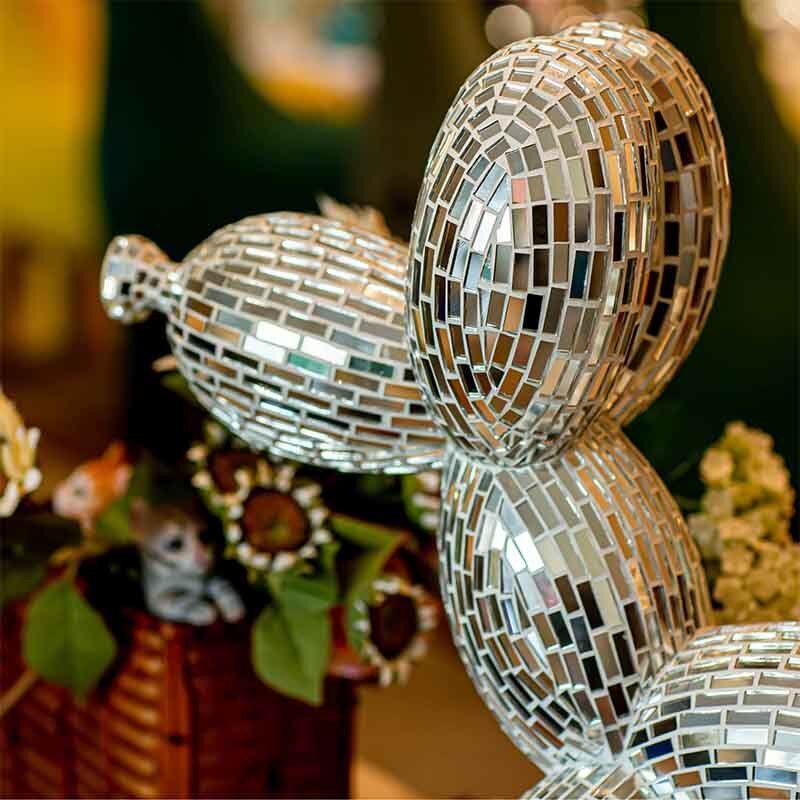 Hand cut Handmade statue Mirror Mosaic Balloon Dog Sculpture Decor