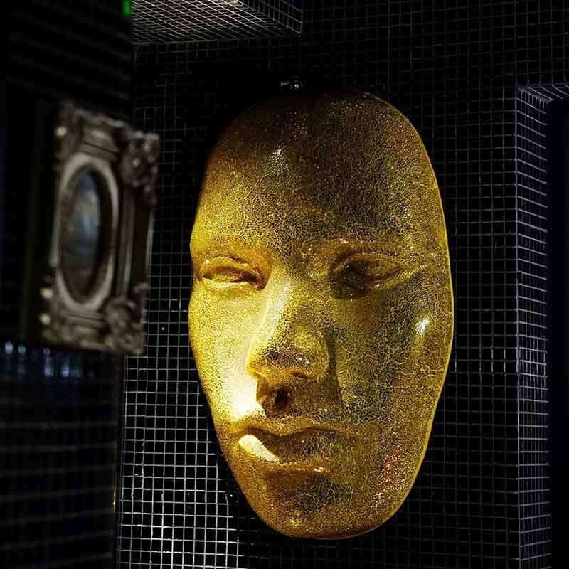 102cm Handmade Mosaic Art Resin Face Wall Sculpture Art For Luxury Interior Decor