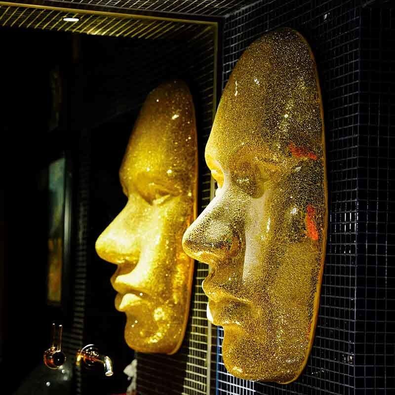 102cm Handmade Mosaic Art Resin Face Wall Sculpture Art For Luxury Interior Decor