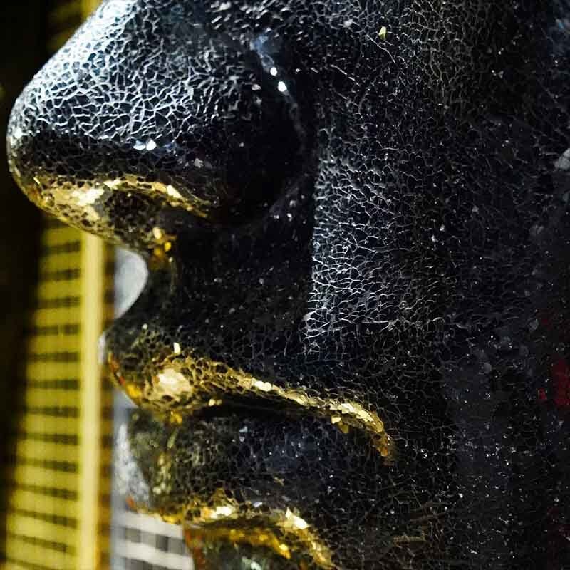 102cm Handmade Mosaic Art Resin Face Wall Sculpture Art For Luxury Interior Decor