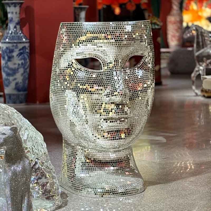 Mirror Face Chair 98 X 85 X 150CM Artistic Sculpture Seat For Luxury Interior Decoration