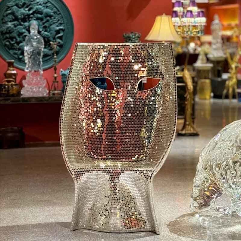 Mirror Face Chair 98 X 85 X 150CM Artistic Sculpture Seat For Luxury Interior Decoration