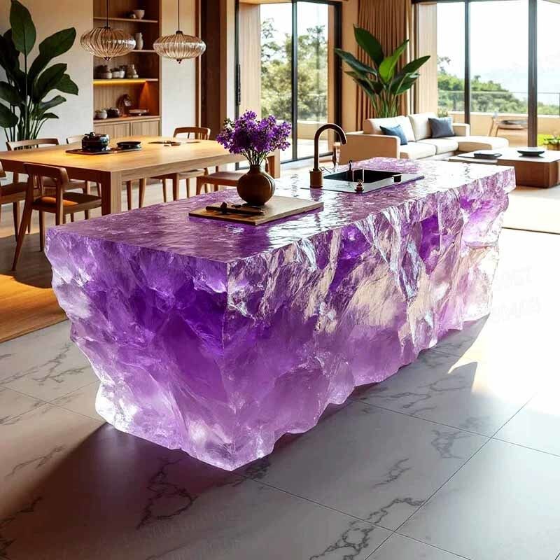 Custom Art Tables Illuminated Resin Luxury Crystal Bar Counter Custom Colors