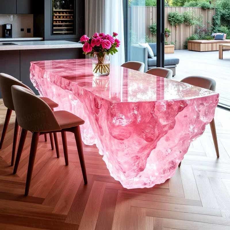 Custom Art Tables Illuminated Resin Luxury Crystal Bar Counter Custom Colors
