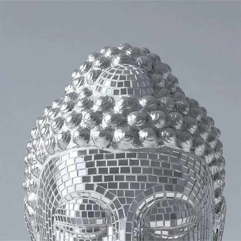 Luxury Silver Mosaic Buddha Sculptures Custom Mirror Outdoor Buddha Statue For Hotels