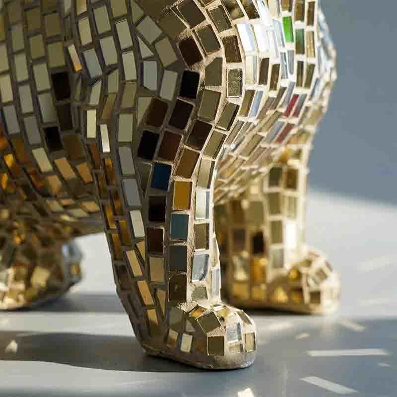 ISO9001 Gold French Bulldog Sculpture Decorative Luxury Mirror Statue For Home Decor