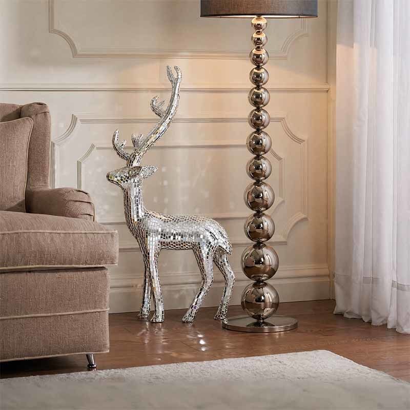 60 × 17 × 110cm Deer Sculpture Mosaic Standing Luxury Floor Outdoor Stag Statue For Villas