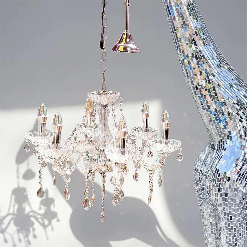 Floor Lamp Mosaic Art Silver Giraffe Statue Sculpture Animal Decor For Luxury Interiors