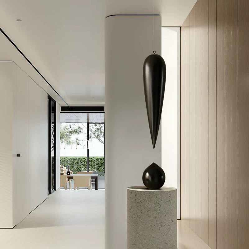 Glossy Black Hanging Art Piece Decorative FRP Minimalist Raindrop Statue