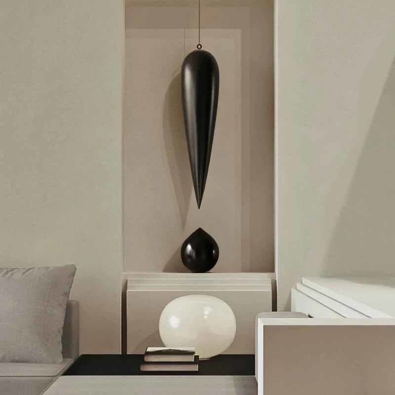 Glossy Black Hanging Art Piece Decorative FRP Minimalist Raindrop Statue