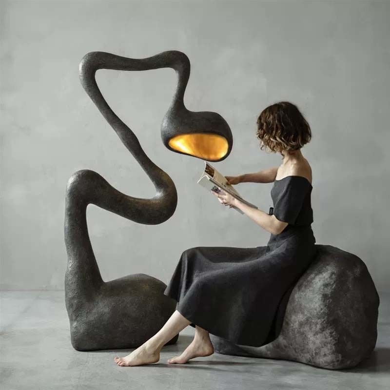 Artistic Sculptural Lighting Animal Custom FRP Swan Floor Lamp For Interior