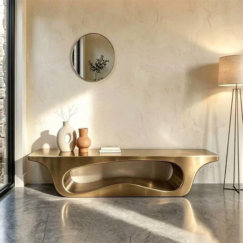 Modern Stainless Steel Decorative Art Furniture Contemporary Shoe Rack Holder Bench