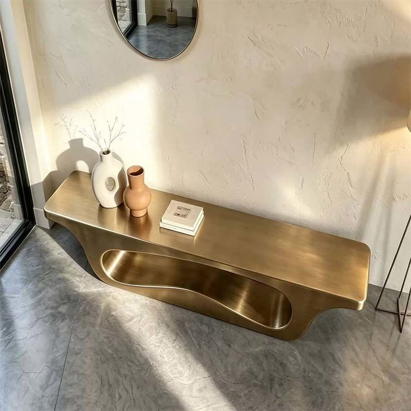 Modern Stainless Steel Decorative Art Furniture Contemporary Shoe Rack Holder Bench